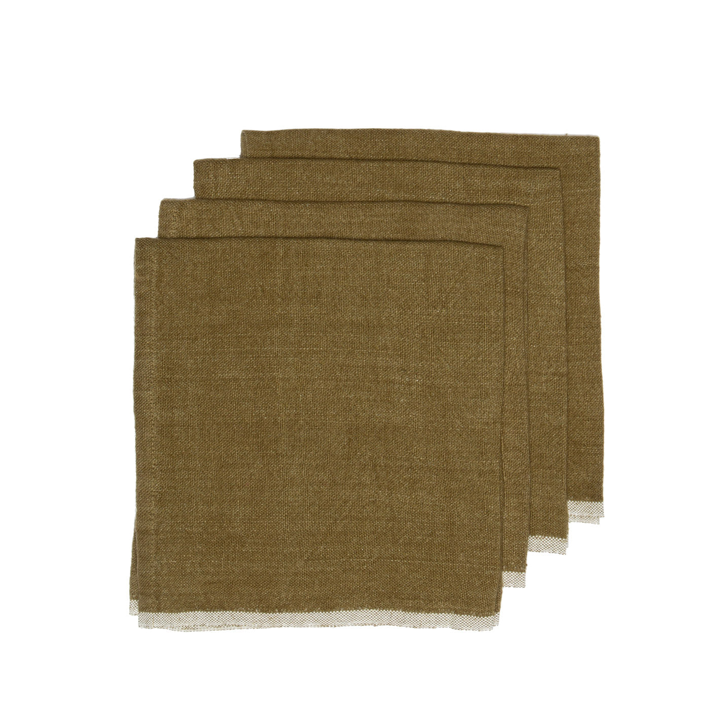  Caravan Chunky Linen Napkins, Set of 4 - Moss Green - Bonton