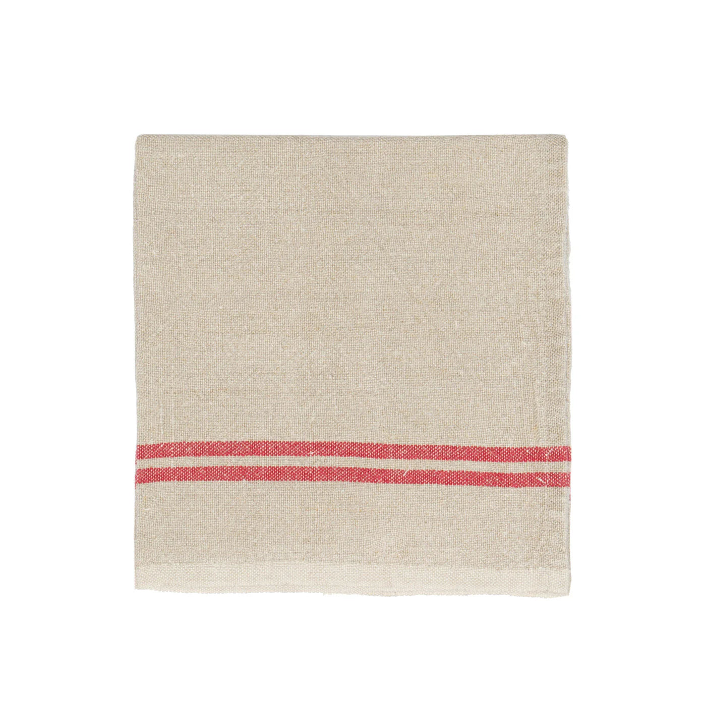  Couleur Nature Vintage Napkins Set of 4 - Natural/Red - Bonton