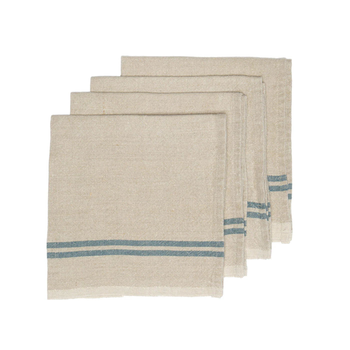  Couleur Nature Vintage Napkins Set of 4 - Natural/Blue - Bonton