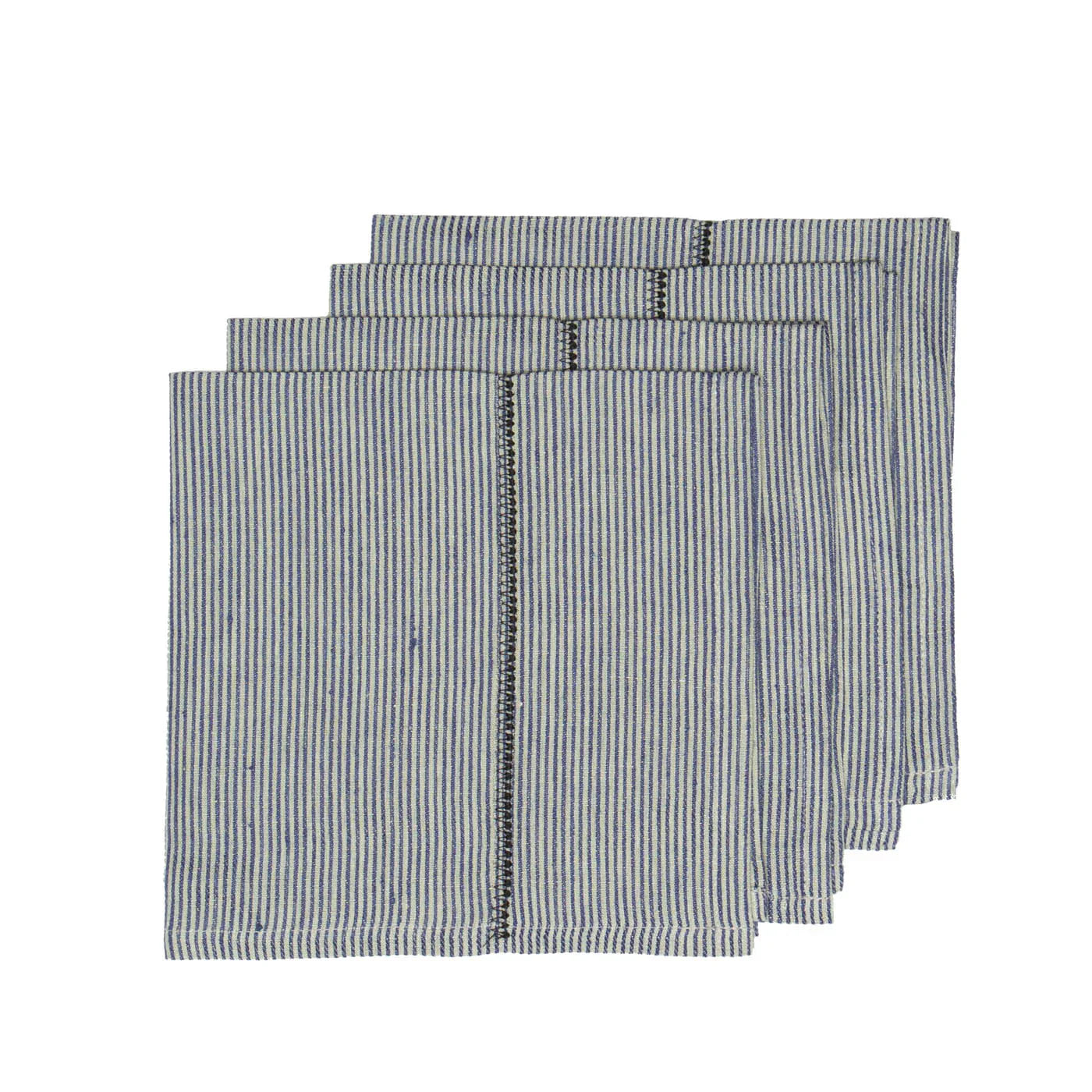  Couleur Nature Linen Stitch Napkins Set of 4 - Stripe - Bonton