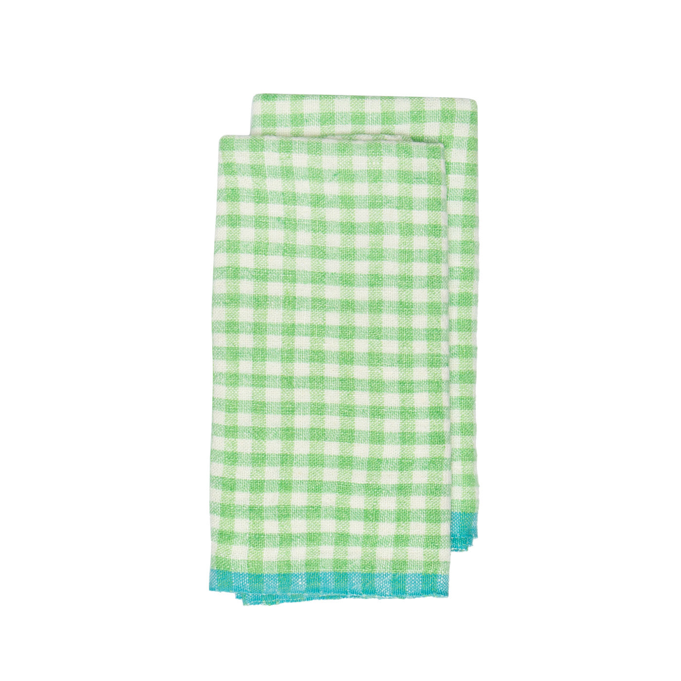  Caravan Two-Tone Gingham Towels, Set of 2 - Aqua & Orange - Bonton