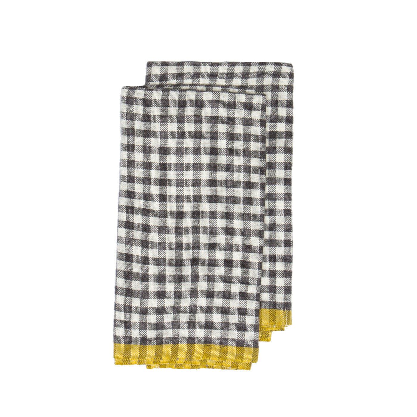  Caravan Two-Tone Gingham Towels, Set of 2 - Aqua & Orange - Bonton