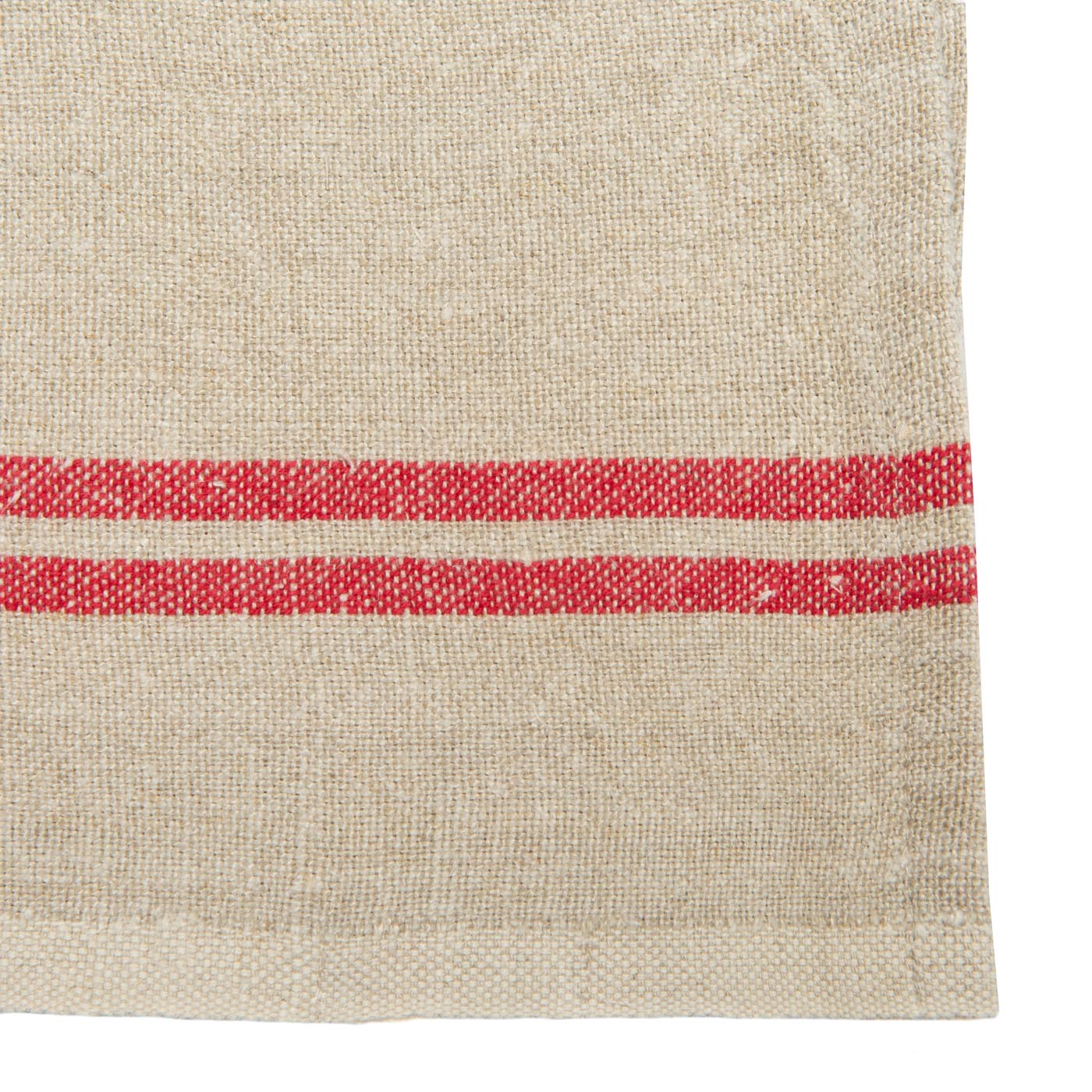  Couleur Nature Vintage Napkins Set of 4 - Natural/Red - Bonton