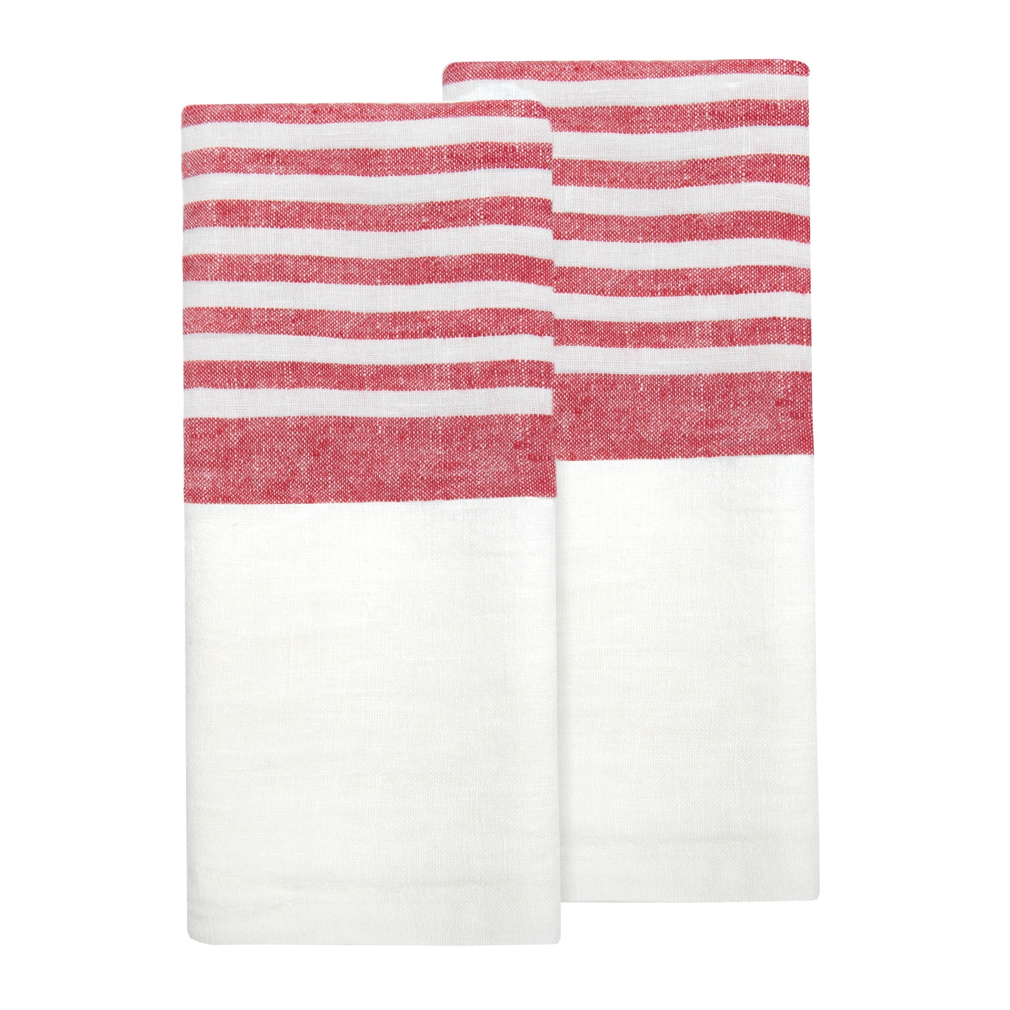  Caravan Brittany White Tea Towels 20x30 - Set of 2 - White & Blue - Bonton