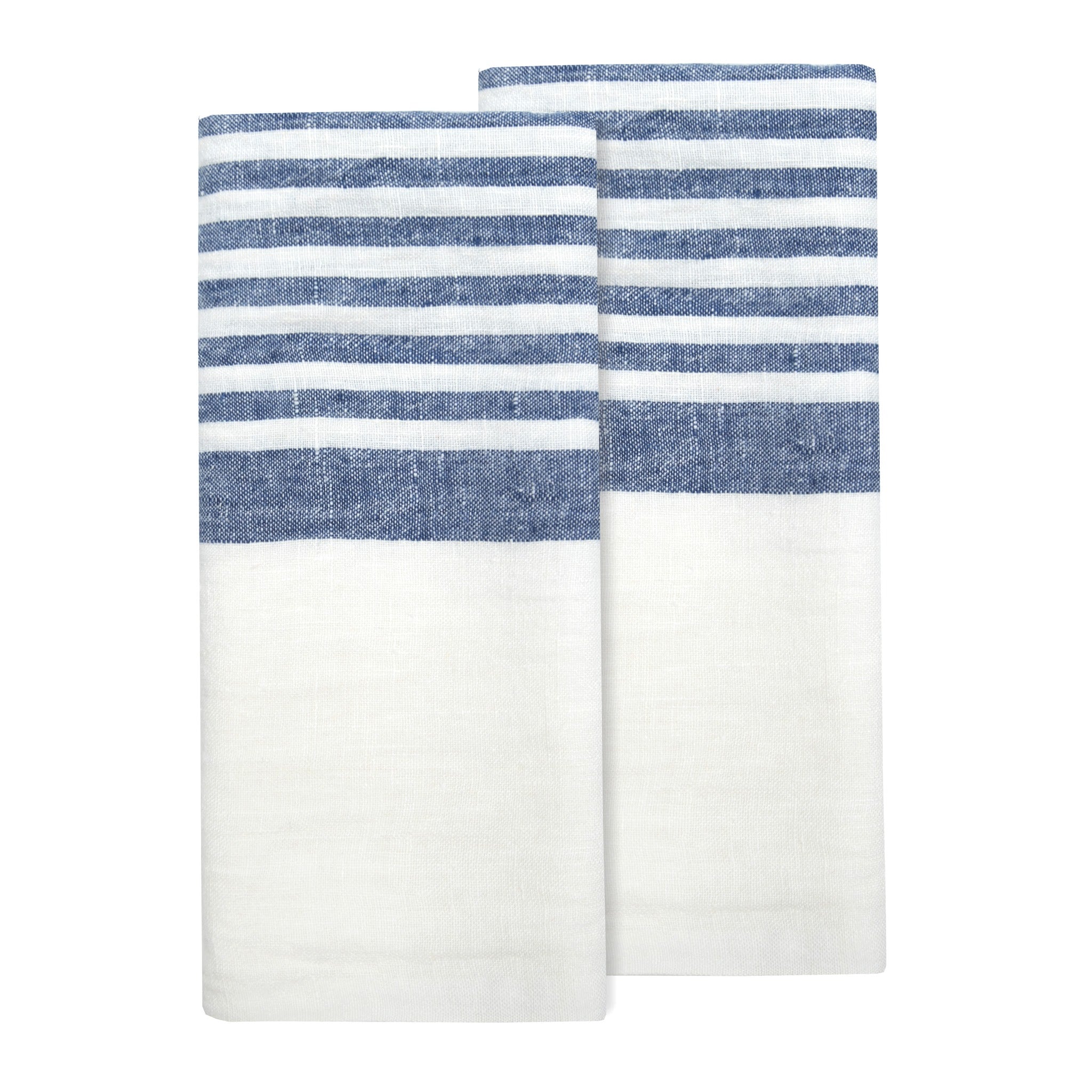  Caravan Brittany White Tea Towels 20x30 - Set of 2 - White & Blue - Bonton