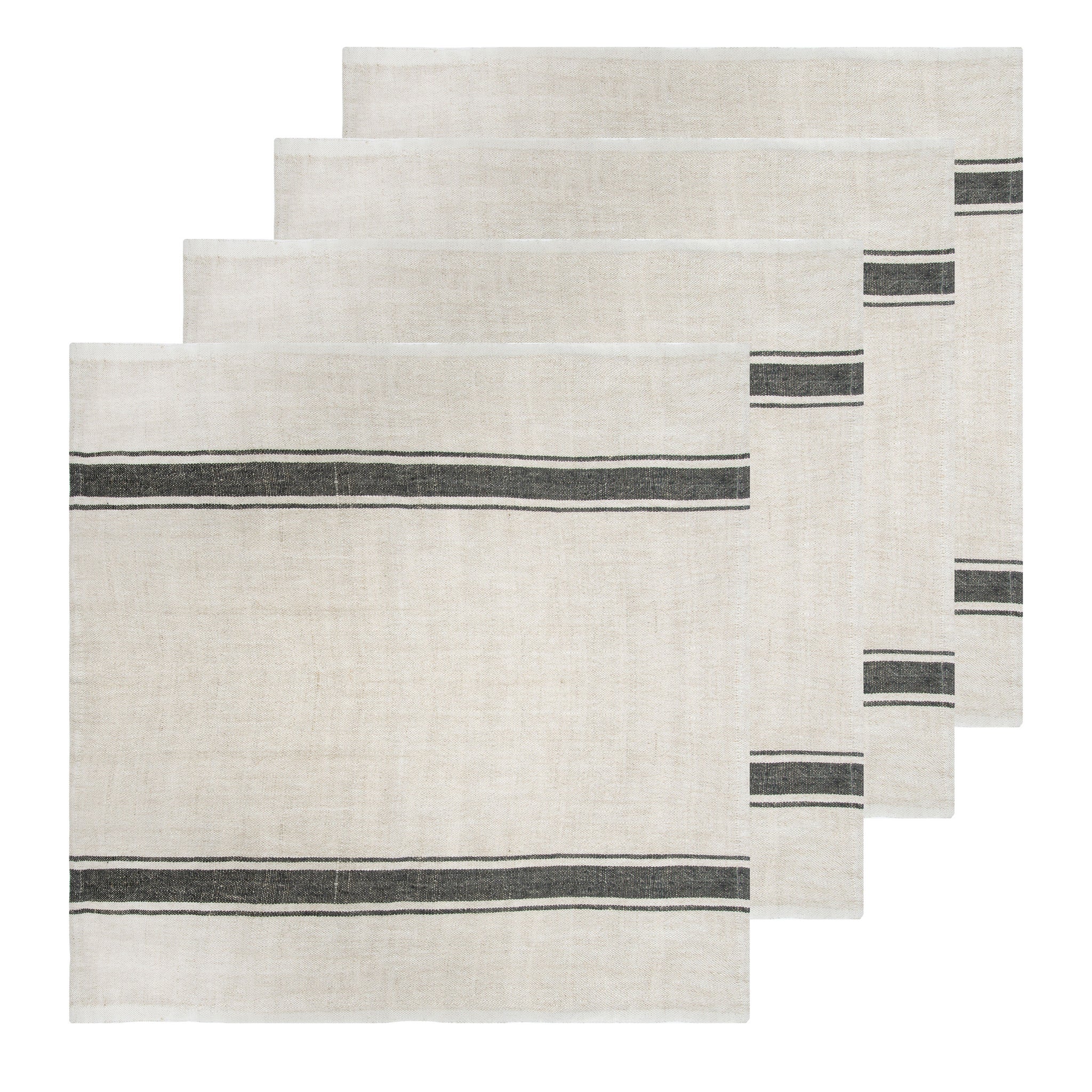  Caravan Marseille - Napkins 20x20 - Set of 4 - Black & Natural - Bonton