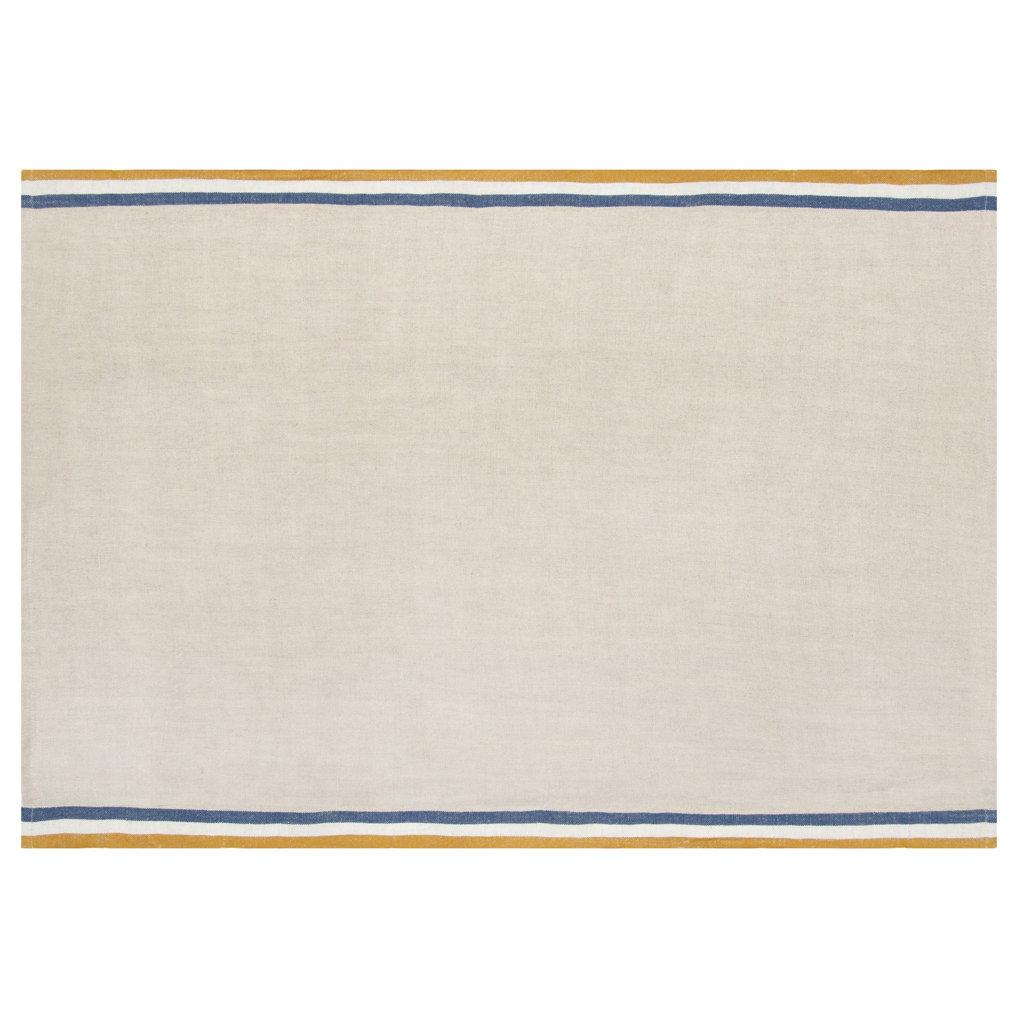  Caravan Normandy Natural - Tea Towels 20x30 - Set of 2 - Mustard/Natural/Blue Stripes - Bonton