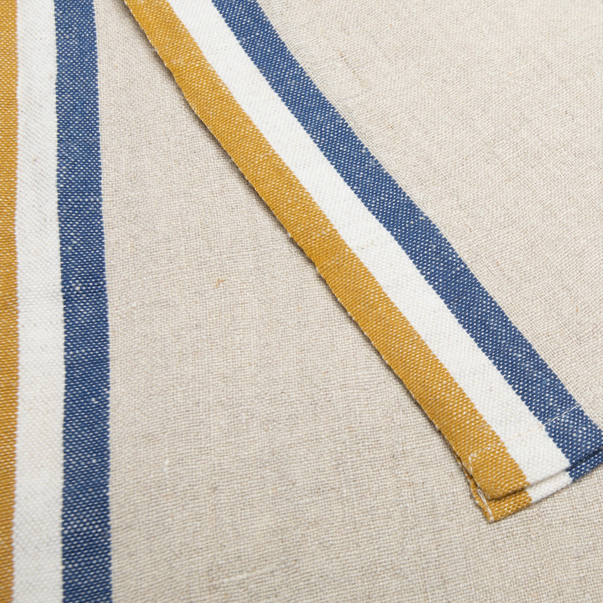  Caravan Normandy Natural - Tea Towels 20x30 - Set of 2 - Mustard/Natural/Blue Stripes - Bonton