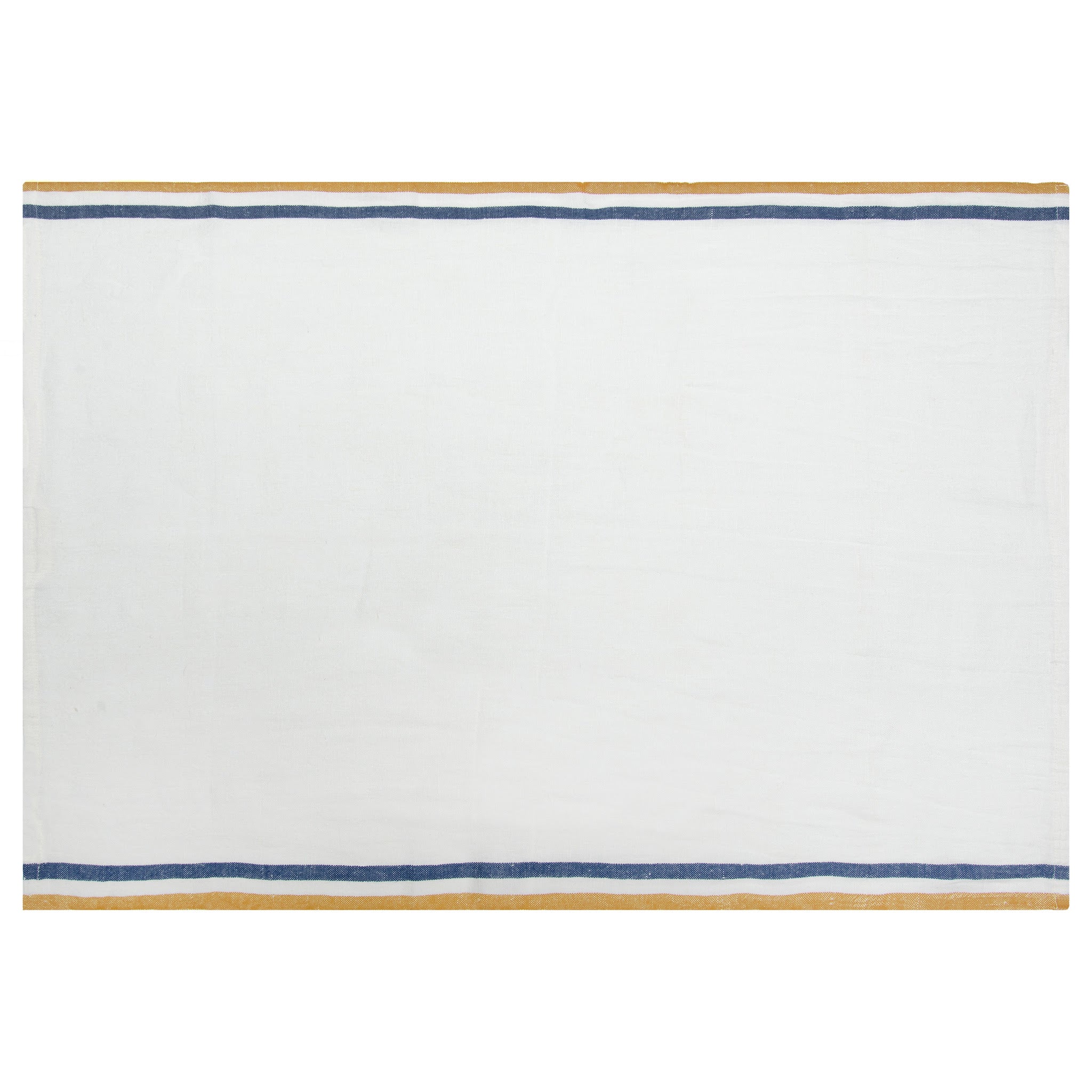  Caravan Normandy White - Tea Towels 20x30 - Set of 2 - Mustard/White/Blue Stripes - Bonton