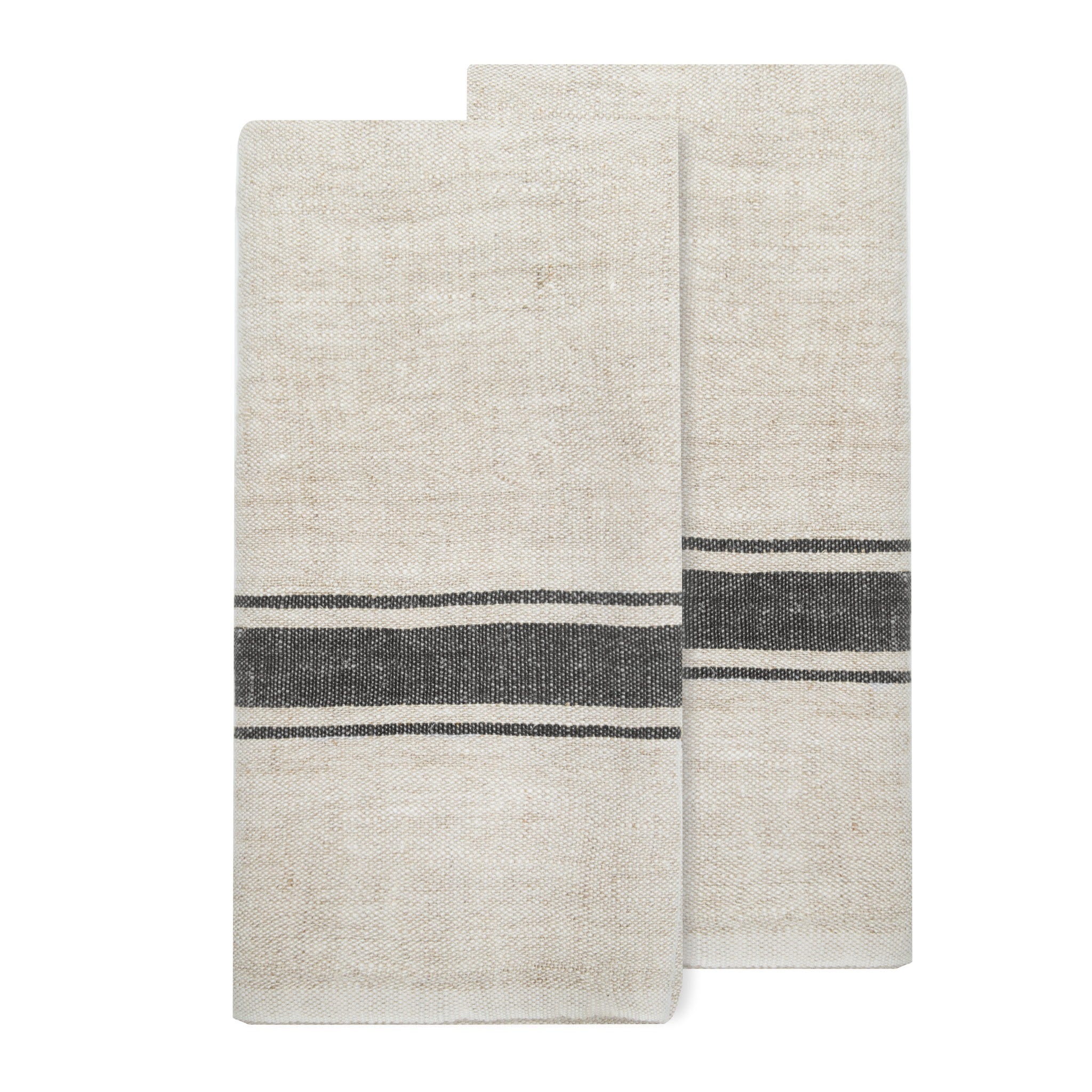  Caravan Marseille - Tea Towels 20x30 - Set of 2 - Black & Natural - Bonton