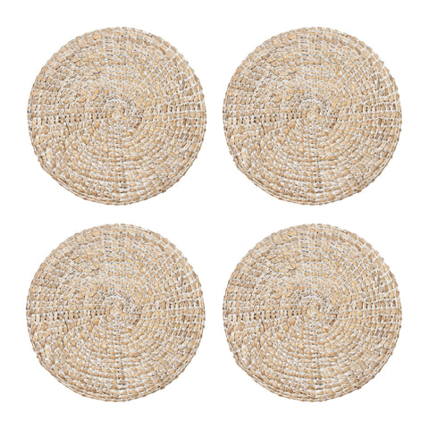 Everyday White Wash Round Placemat 38cm - Set of 4