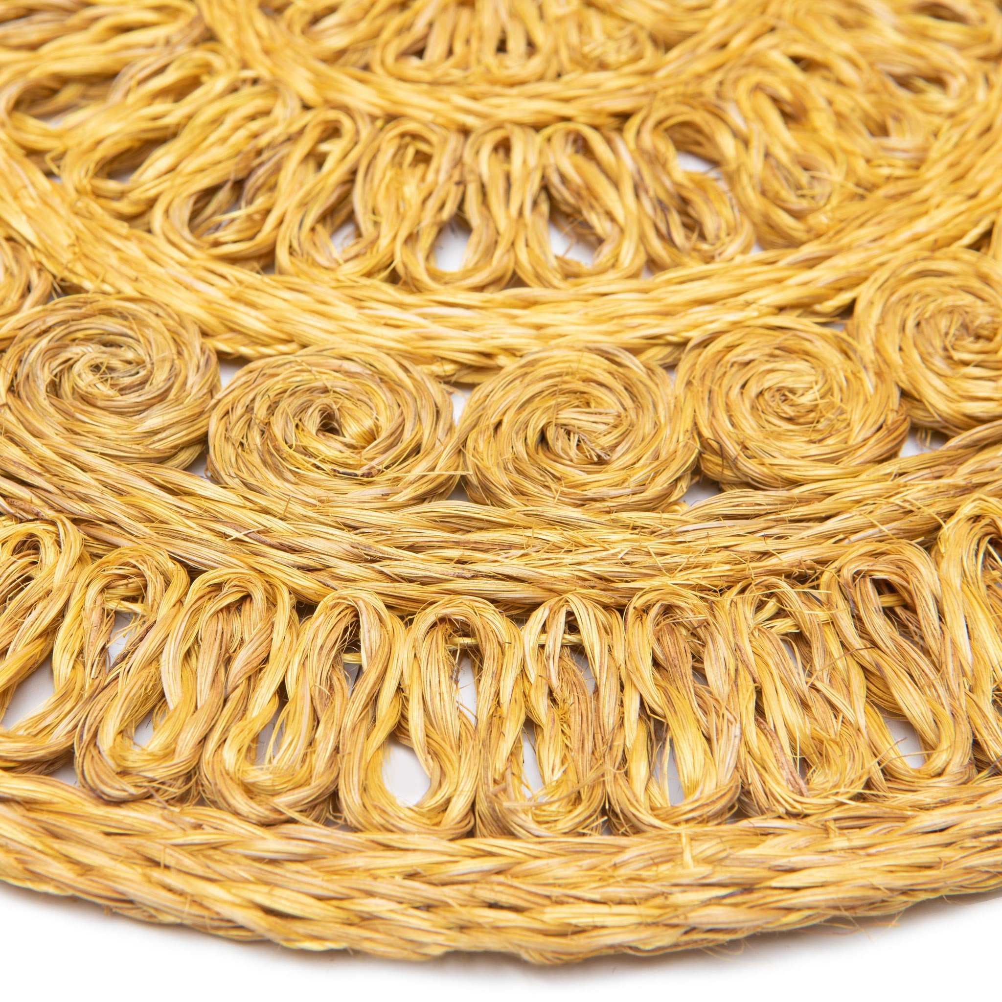  Caravan Circolo Abaca Round Placemat - Set of 4 - Aqua - Bonton