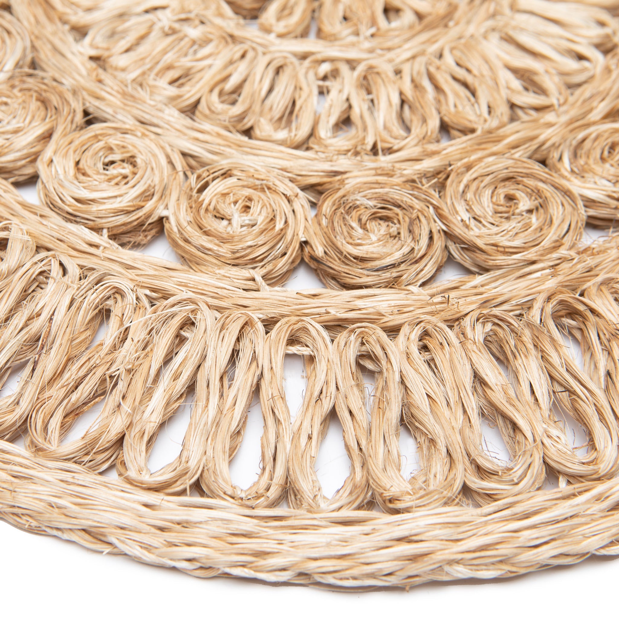  Caravan Circolo Abaca Round Placemat - Set of 4 - Aqua - Bonton
