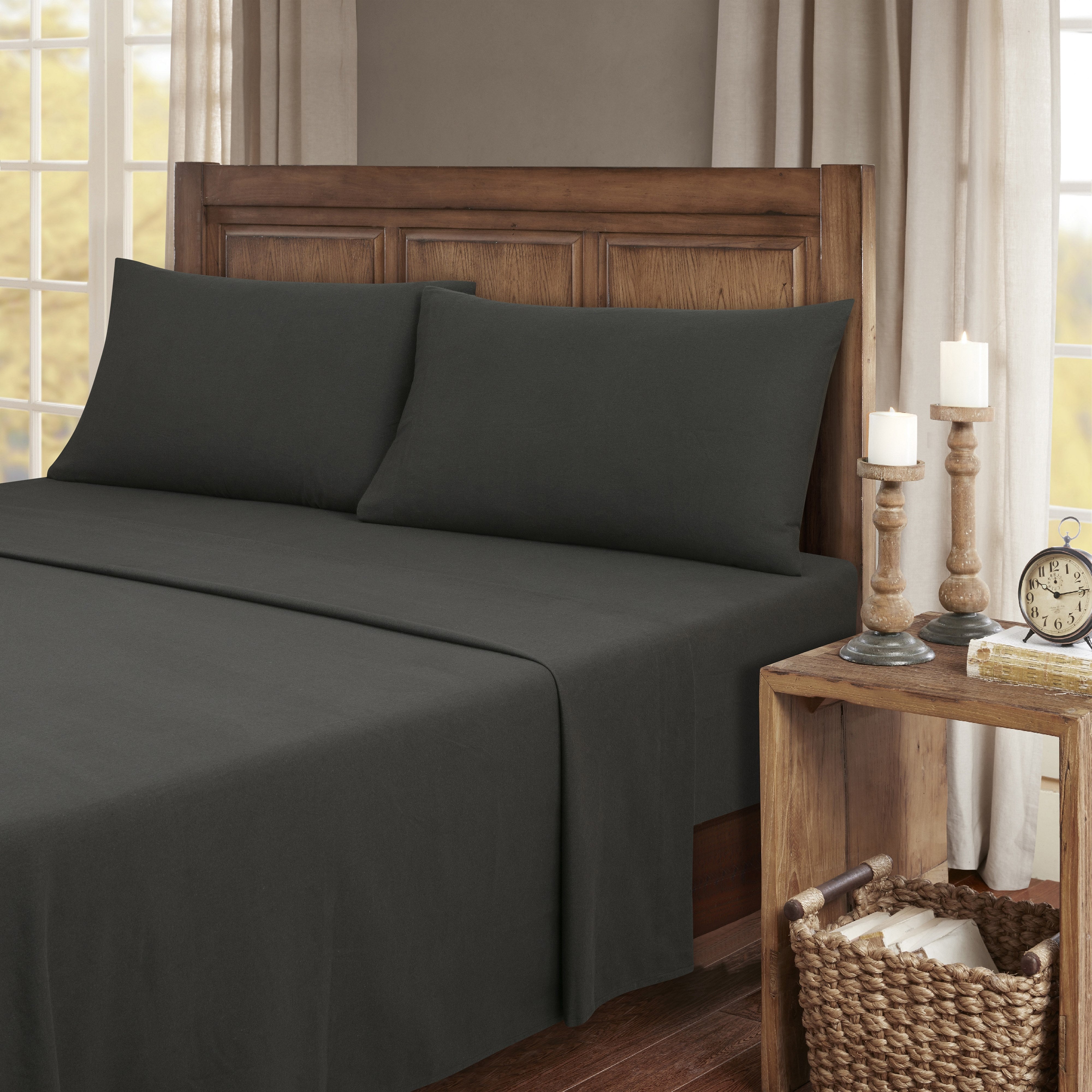  Kathy Ireland Home Kathy Ireland 100% Turkish Cotton Solid Flannel Sheet Set - Twin - Bonton
