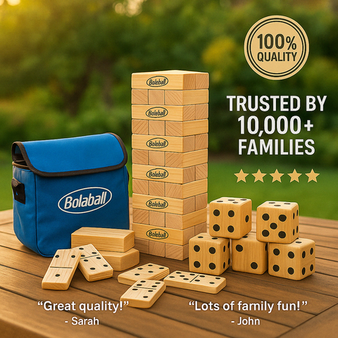 Triple Thrills Extravaganza: Giant Dice, Dominoes, and Tumbling Blocks Galore