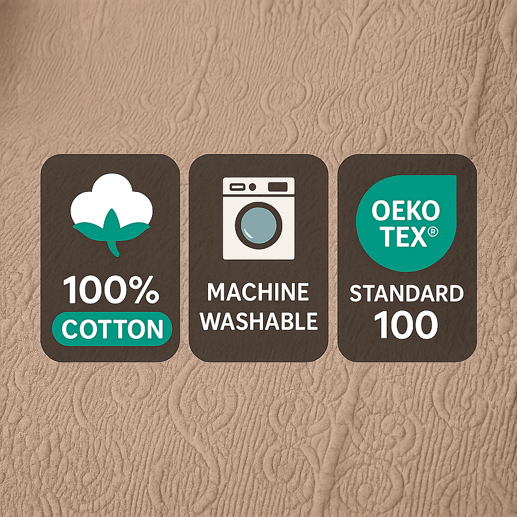  DaDa Bedding Collection DaDa Bedding Elegant Fringed Cotton Quilted Throw Blanket - Luxurious Solid Soft Paisley Pattern, Cozy Lightweight Lap Throw, Perfect for Couch or Bed, Neutral Sandy Taupe Tan Beige, 50x60 Inches by DaDa Bedding Collection - Default Title - Bonton