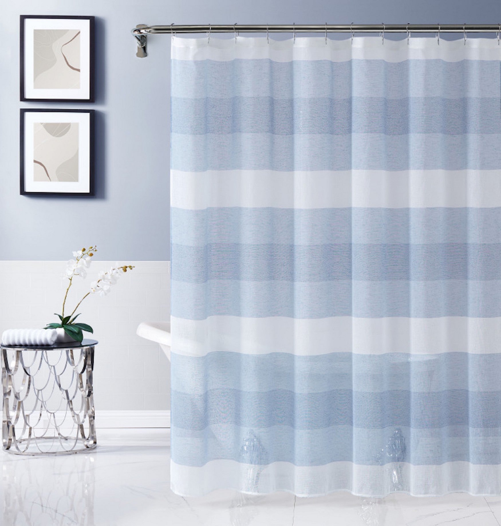  Dainty Home Chelsea Shower Curtain - Silver - Bonton