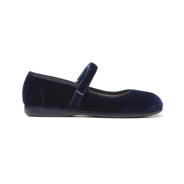  Childrenchic Classic Velvet Mary Janes in Navy - Navy - Bonton