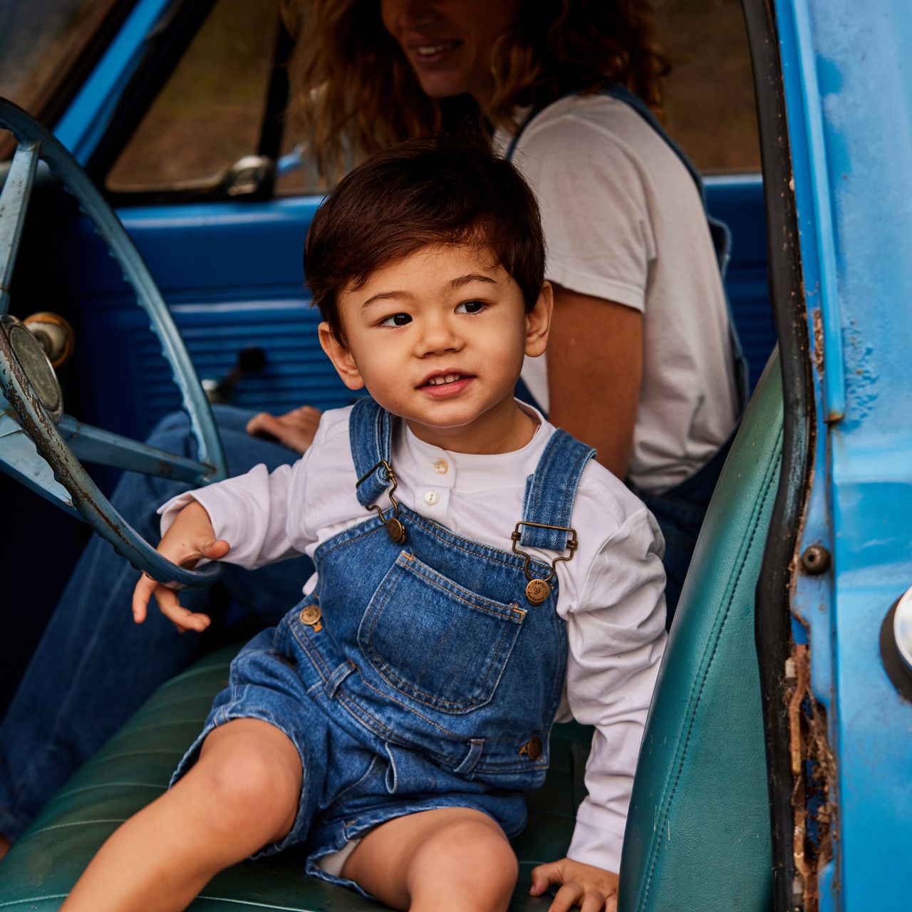  Dotty Dungarees Classic Stonewash Denim Overall Shorts - Blue - Bonton