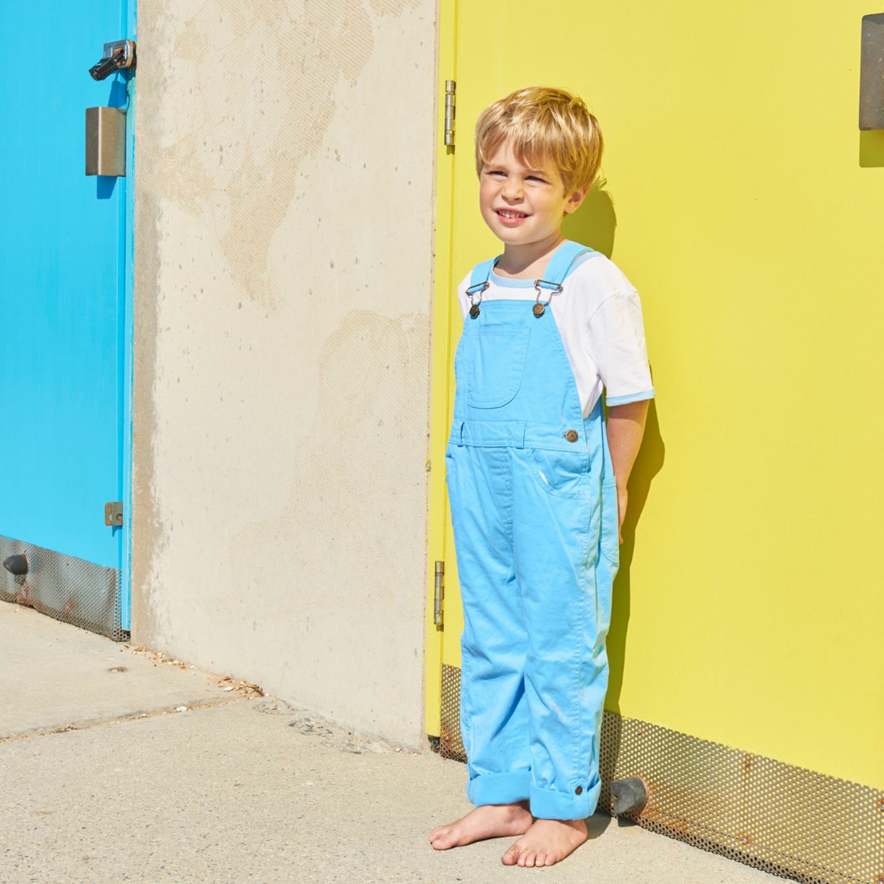  Dotty Dungarees Classic Summer Denim Overalls - Yellow - Bonton