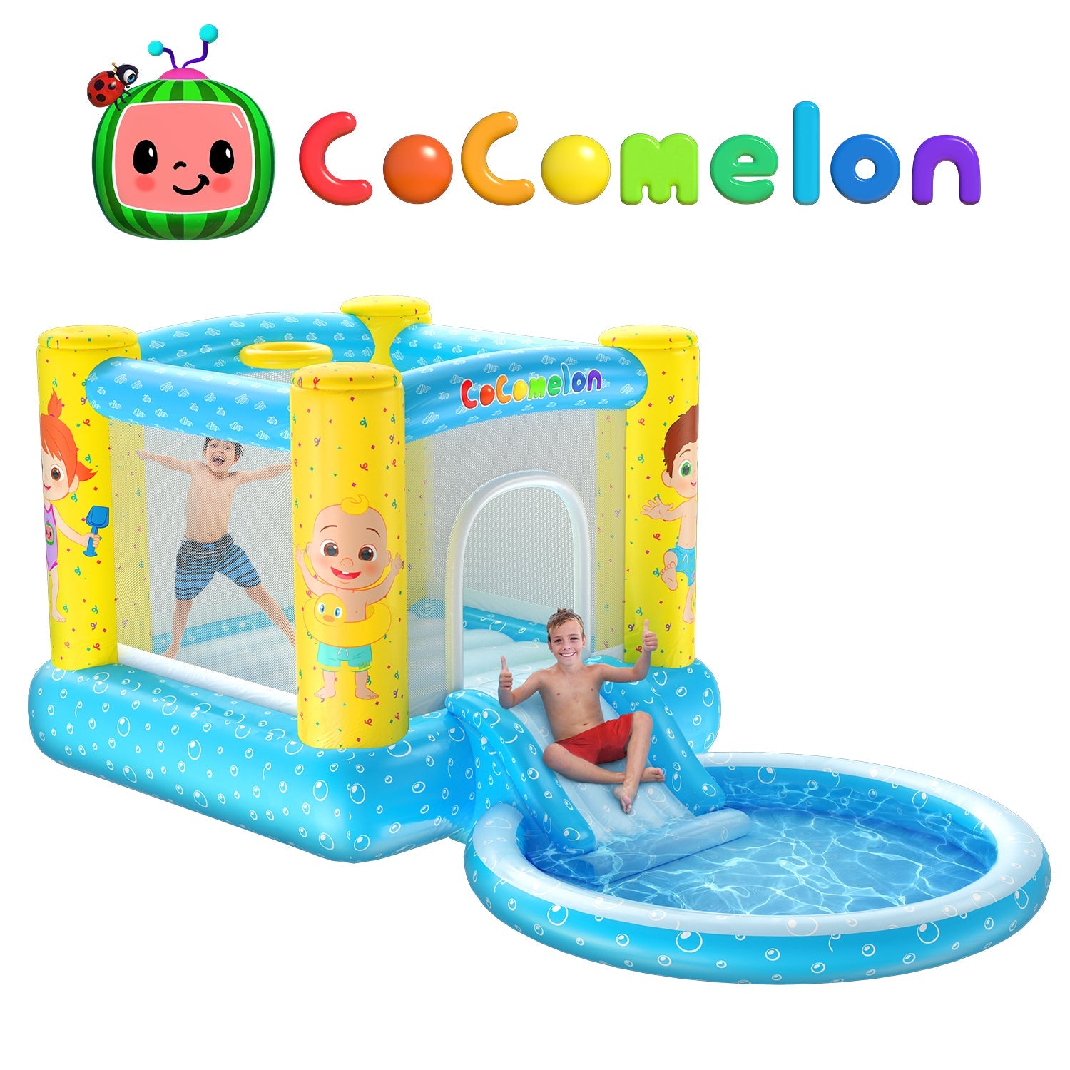  HobbyTron CoComelon Jump N' Slide Bouncer House W Pool (Includes Electric Air Pump) - Default Title - Bonton