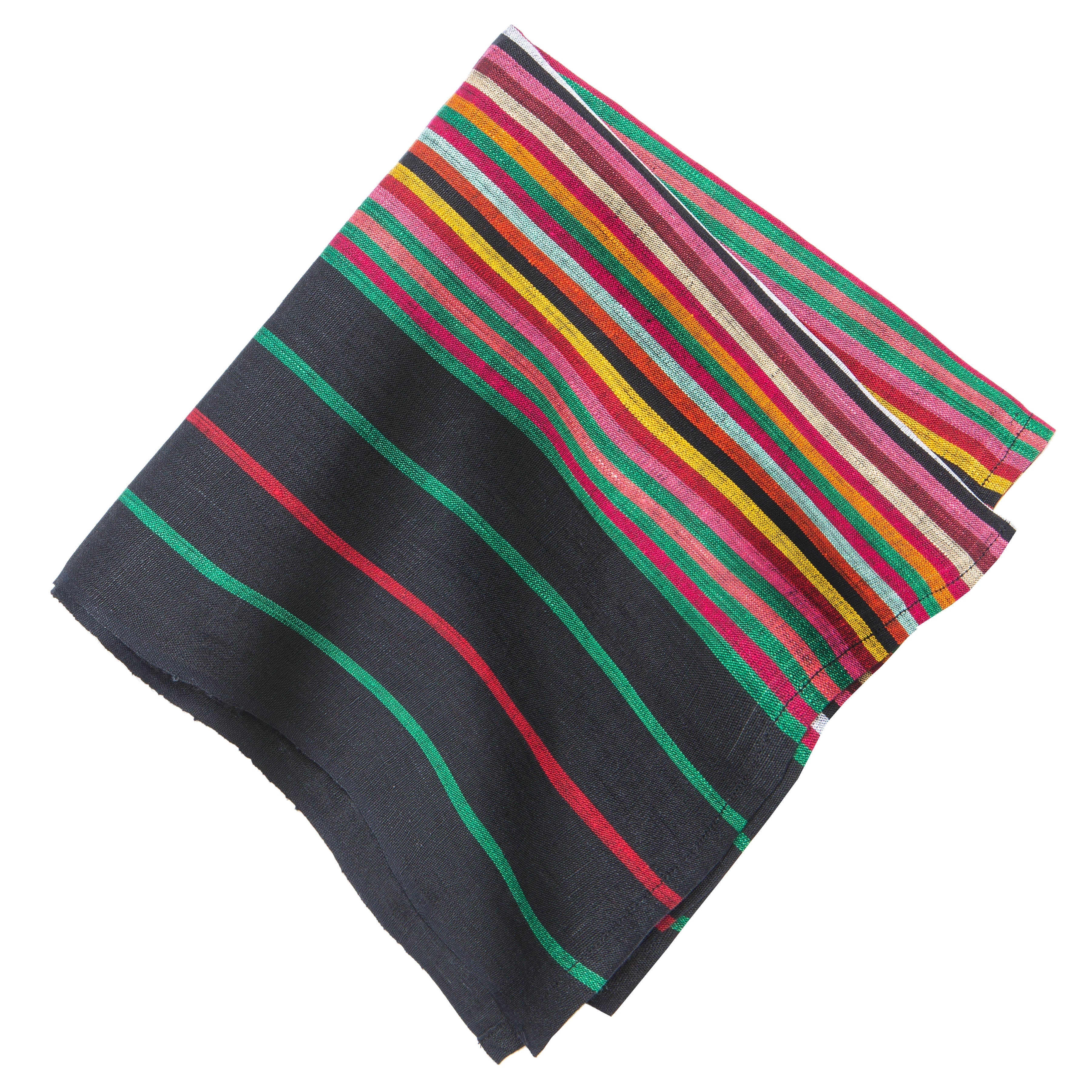  Couleur Nature Multi Stripe Napkins Set of 4 - Multi Stripes - Bonton