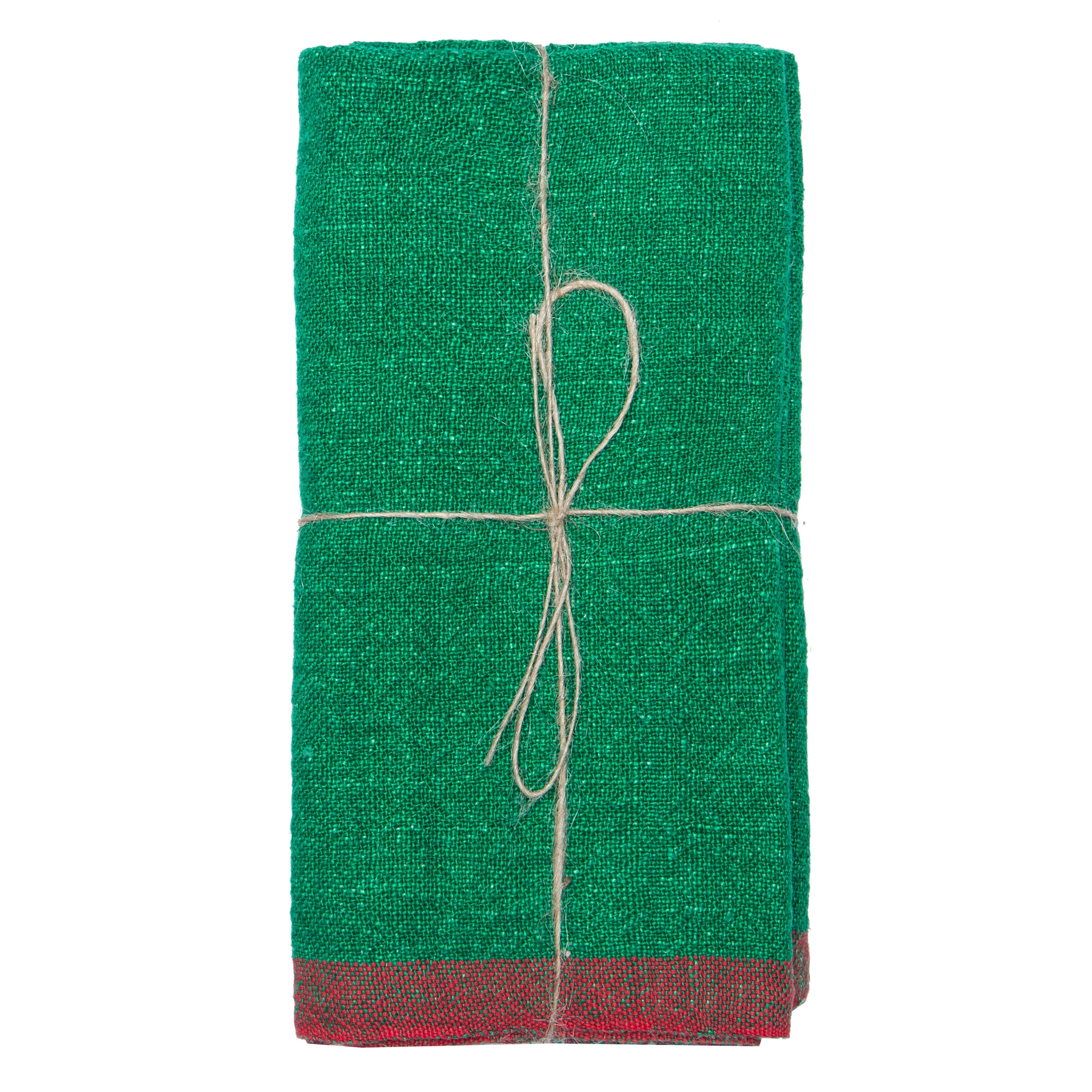  Couleur Nature Color Block Napkins Set of 4 - Green/Red - Bonton