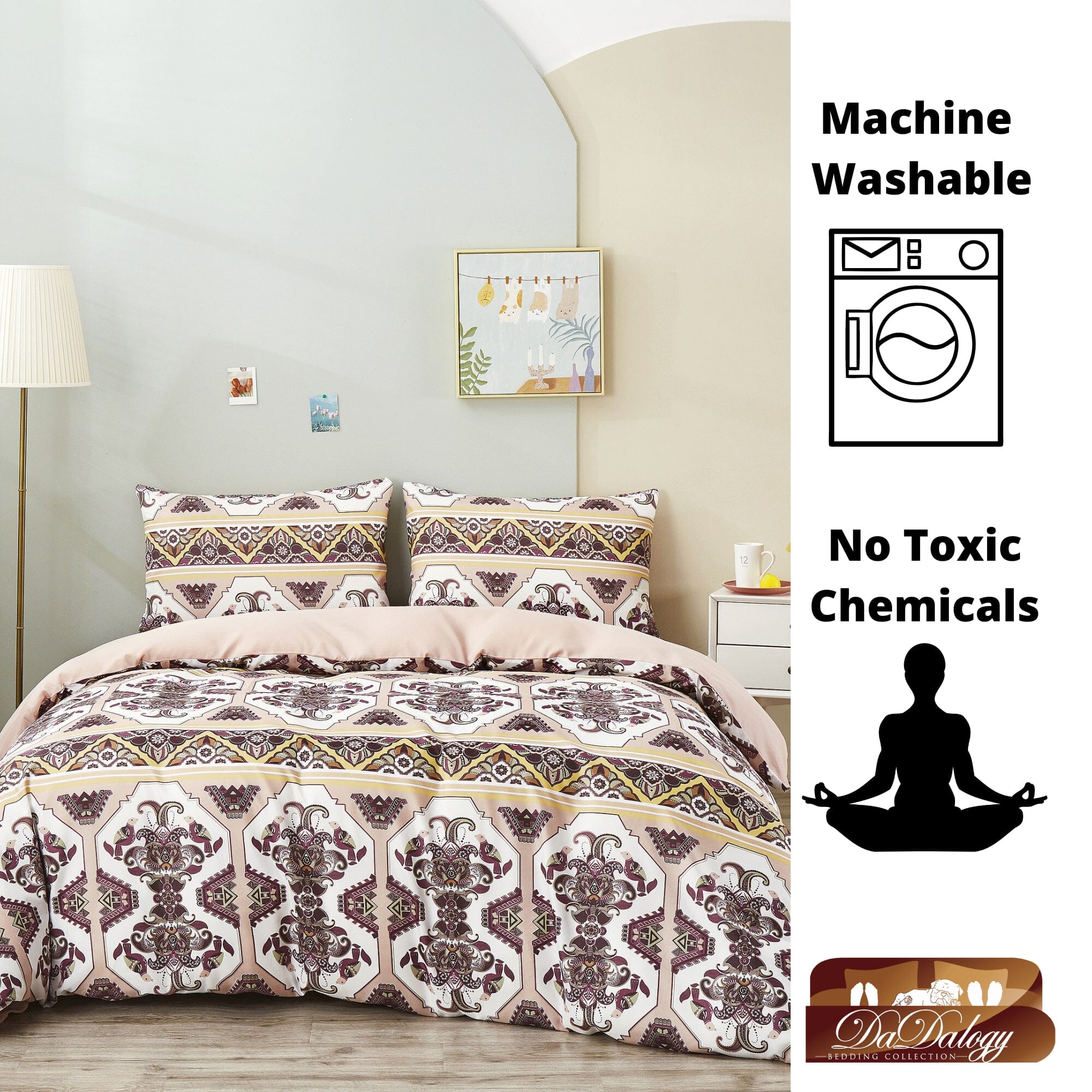  DaDa Bedding Collection DaDa Bedding Majestic Oriental Kilim Duvet Cover - w/ Pillow Cases Royal Persian Traditional Design Intricate Ornate Ornament Print by DaDa Bedding Collection - Twin - Bonton