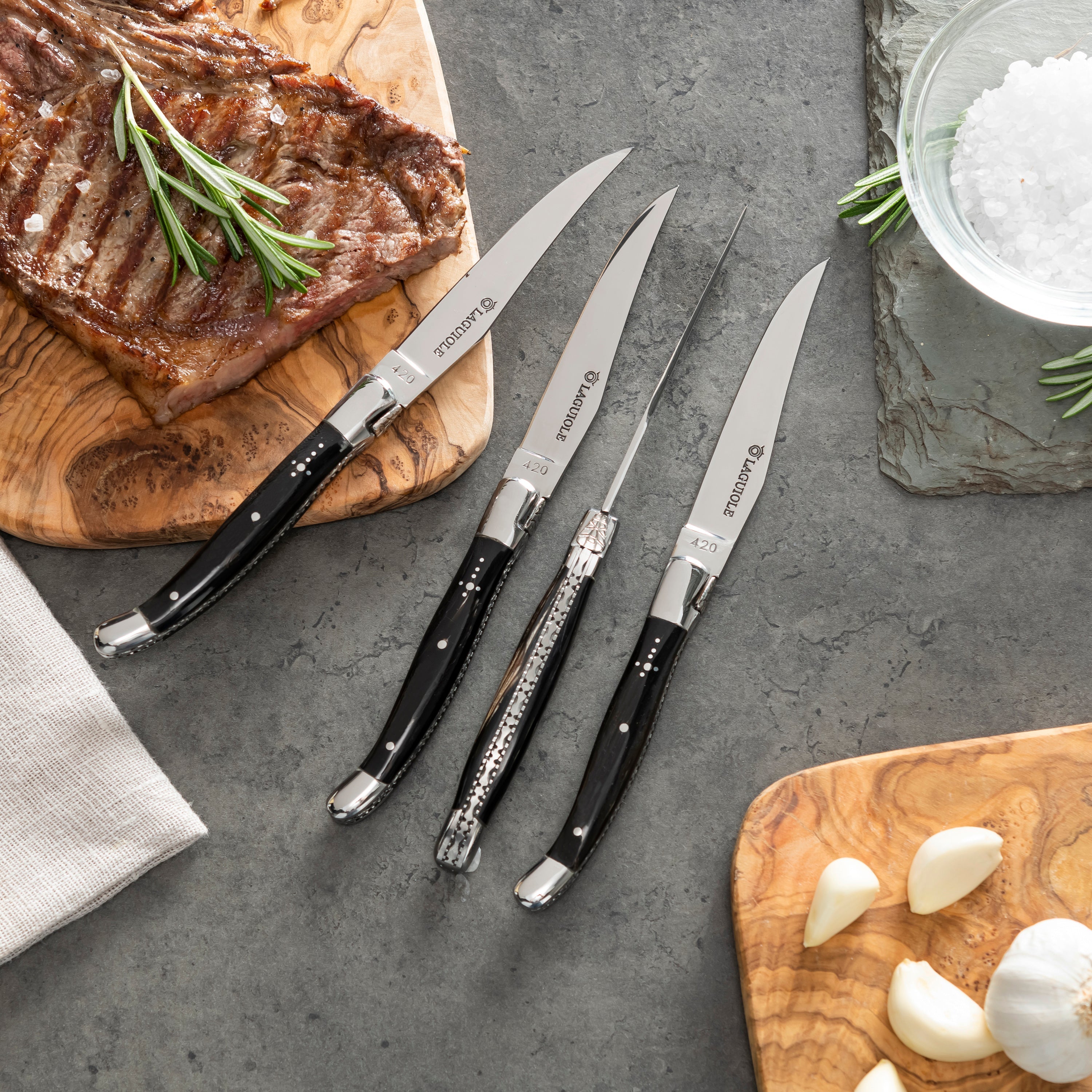  Au Nain Laguiole Black Steak Knife Set - Black - Bonton