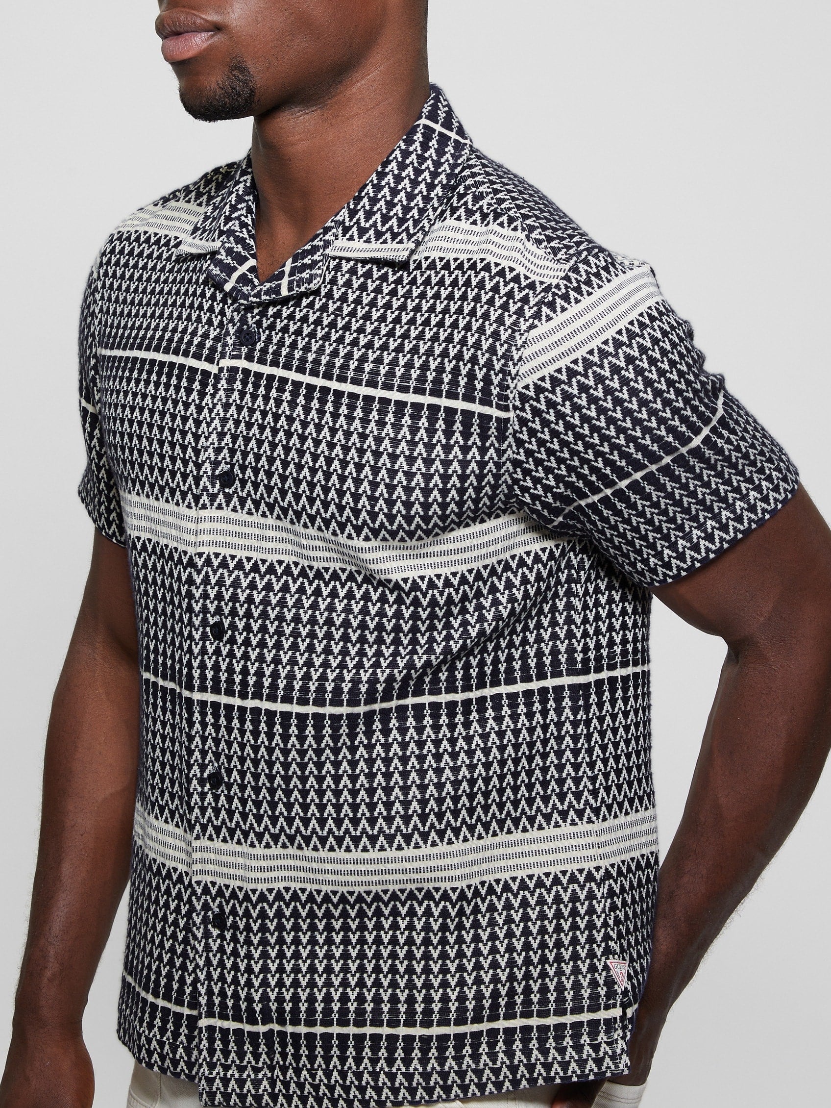  Guess Arrow Jacquard Short Sleeve Shirt - Smart Blue - Bonton