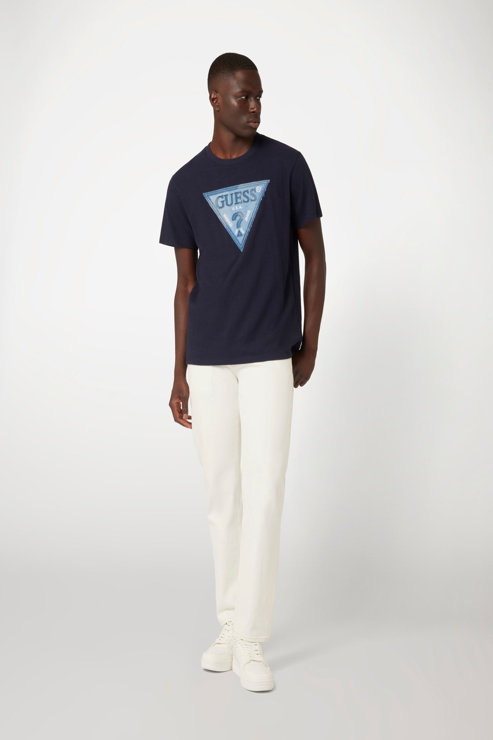  Guess Triangle Patch Short Sleeve Tee - Smart Blue - Bonton