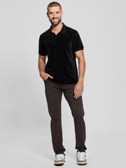 Parker Velour Stripe Short Sleeve Polo