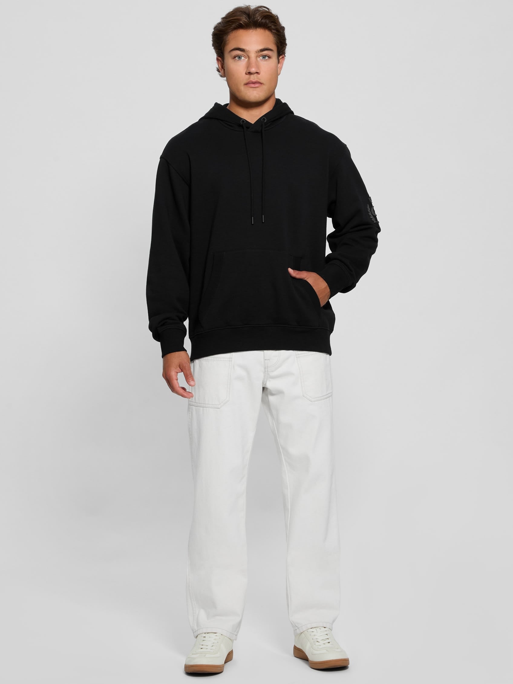  Guess Chenille Logo Hoodie - Jet Black - Bonton