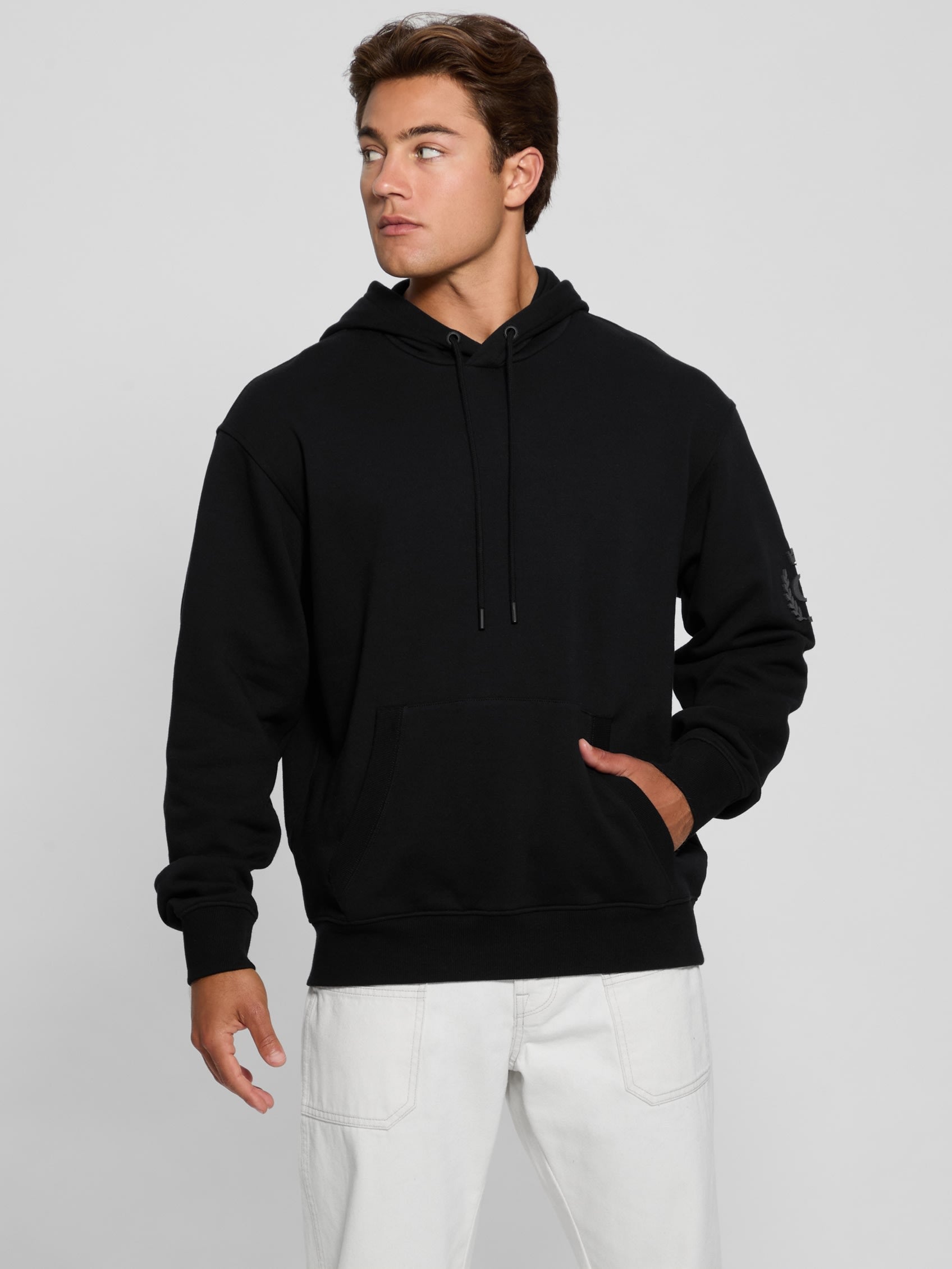  Guess Chenille Logo Hoodie - Jet Black - Bonton