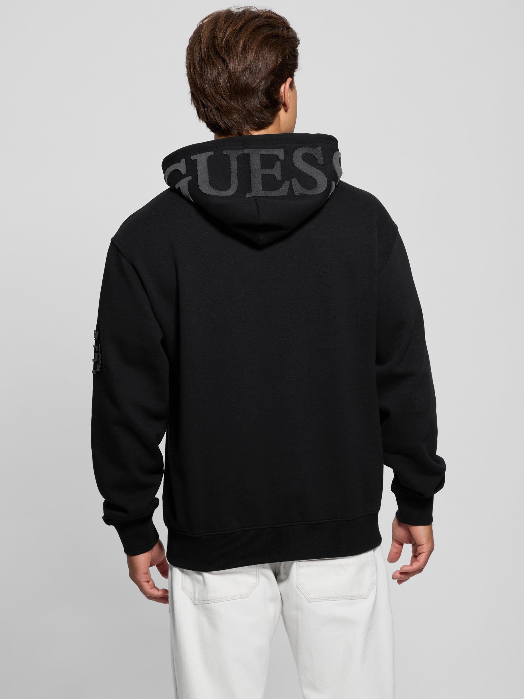  Guess Chenille Logo Hoodie - Jet Black - Bonton