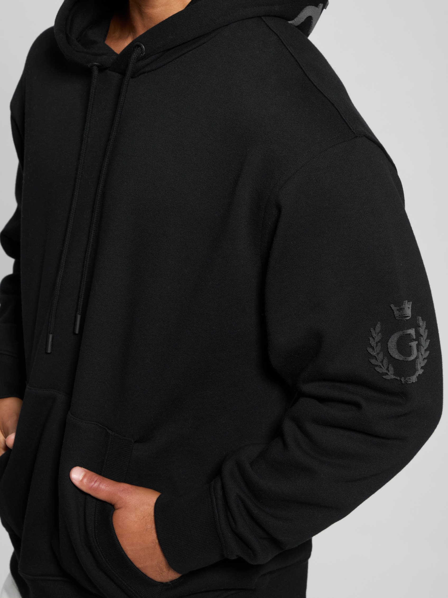  Guess Chenille Logo Hoodie - Jet Black - Bonton