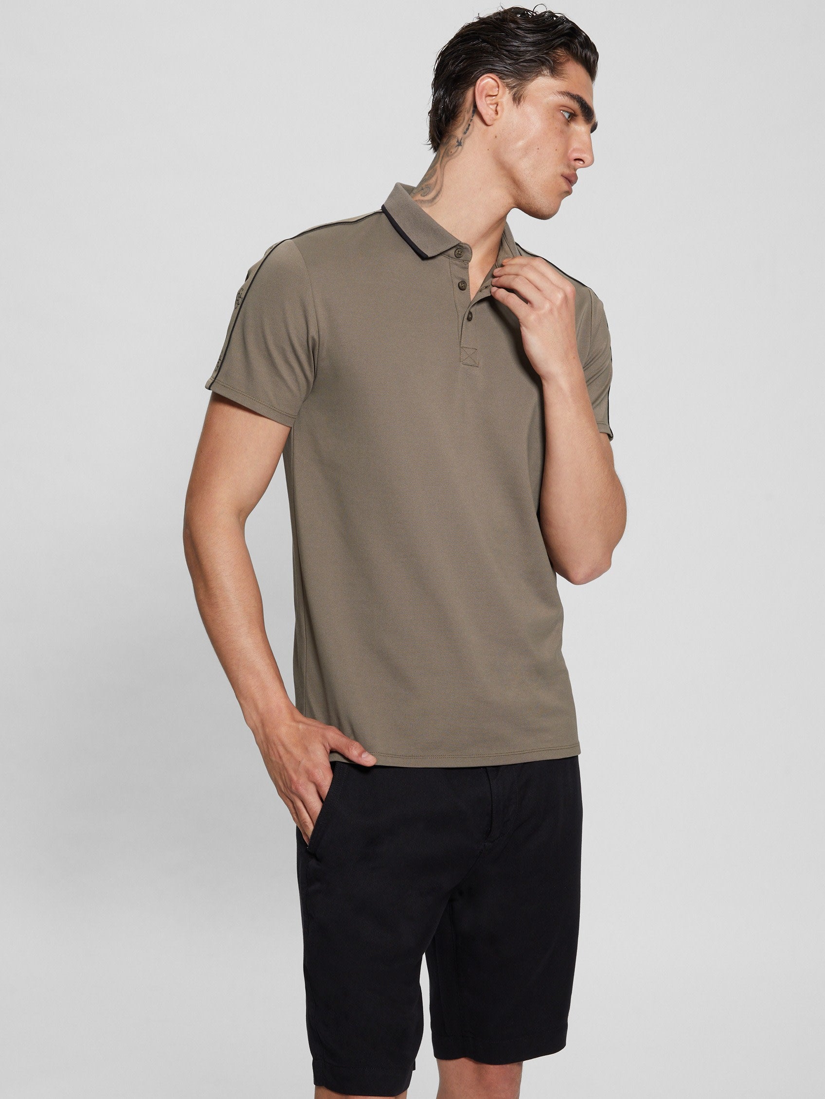  Guess Quattro Tape Short Sleeve Polo - Carob Chocolate - Bonton