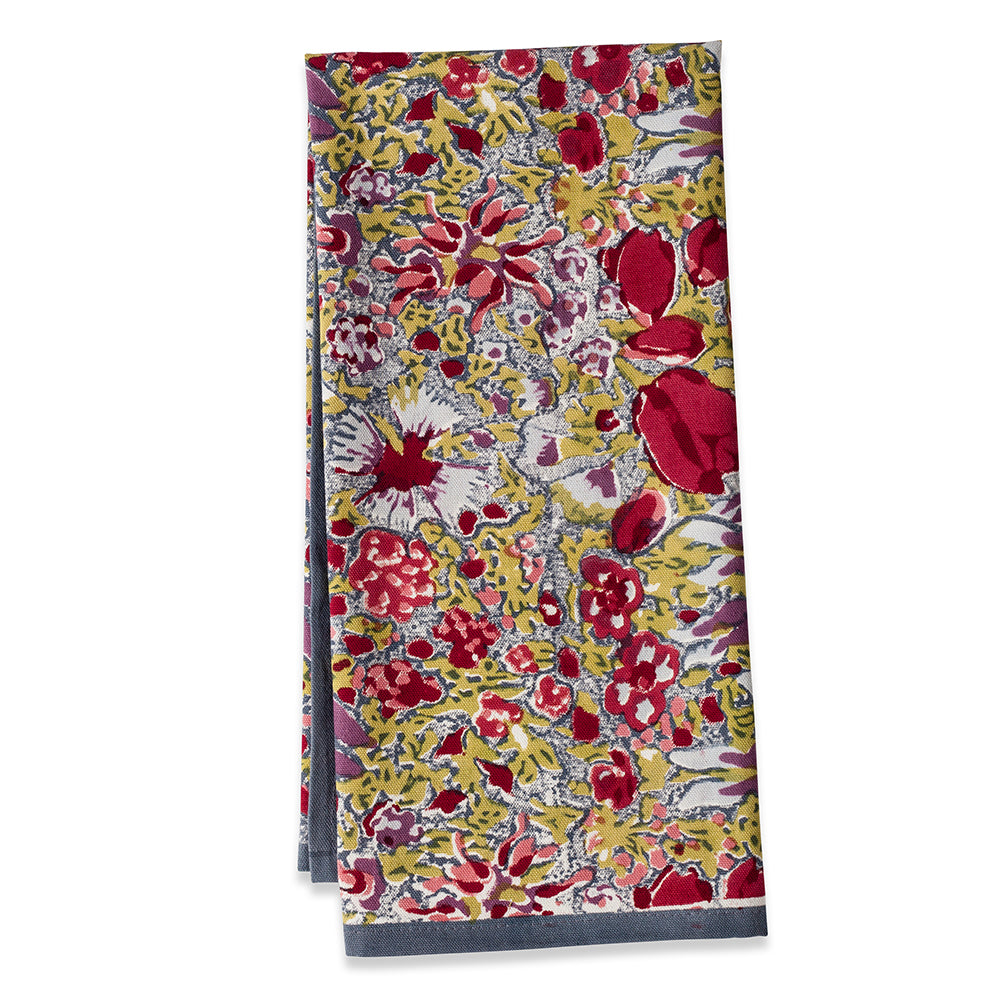  Couleur Nature Jardin Red/Grey Tea Towels Set of 3 - Red/Grey - Bonton