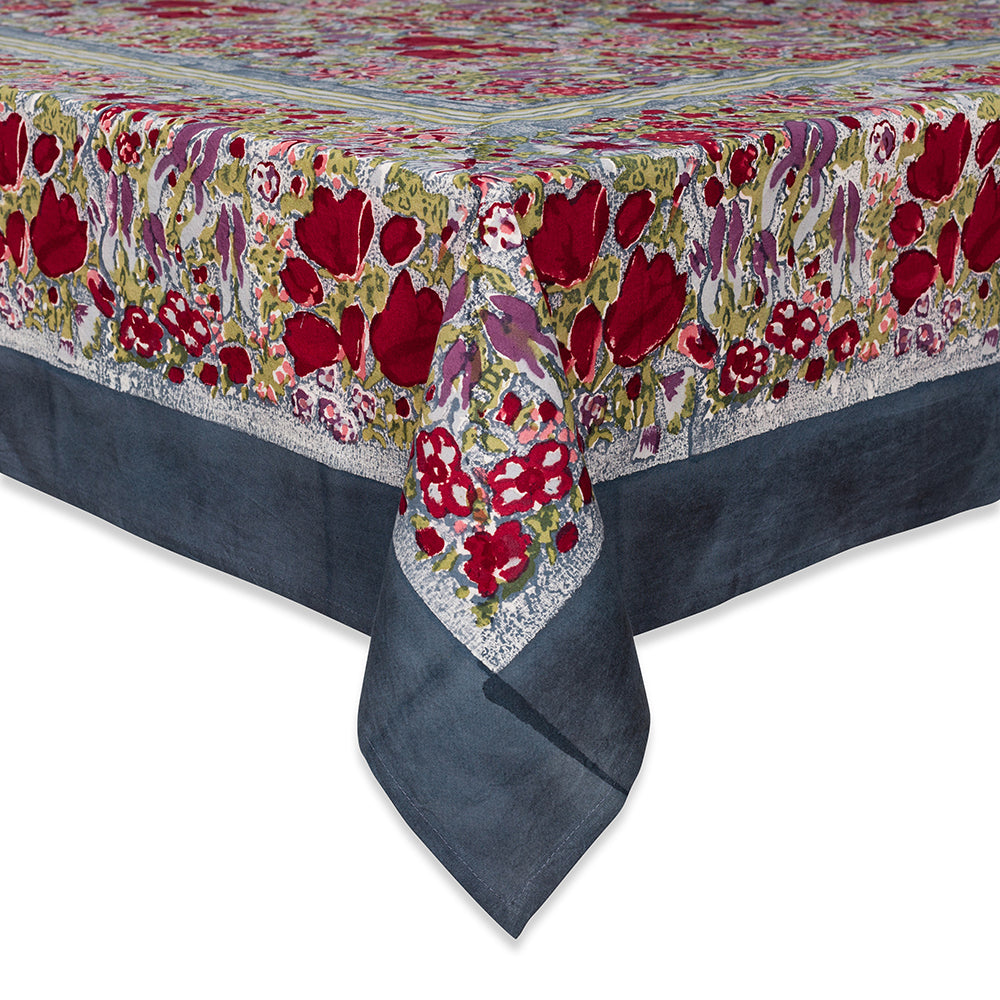  Couleur Nature Jardin Red/Grey Tablecloth - Red/Grey - Bonton