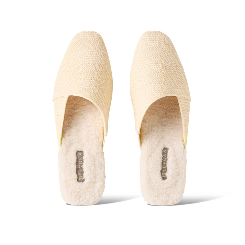  Luvons Devon Luxe Memory Foam Slippers - Raffia Cream - Bonton