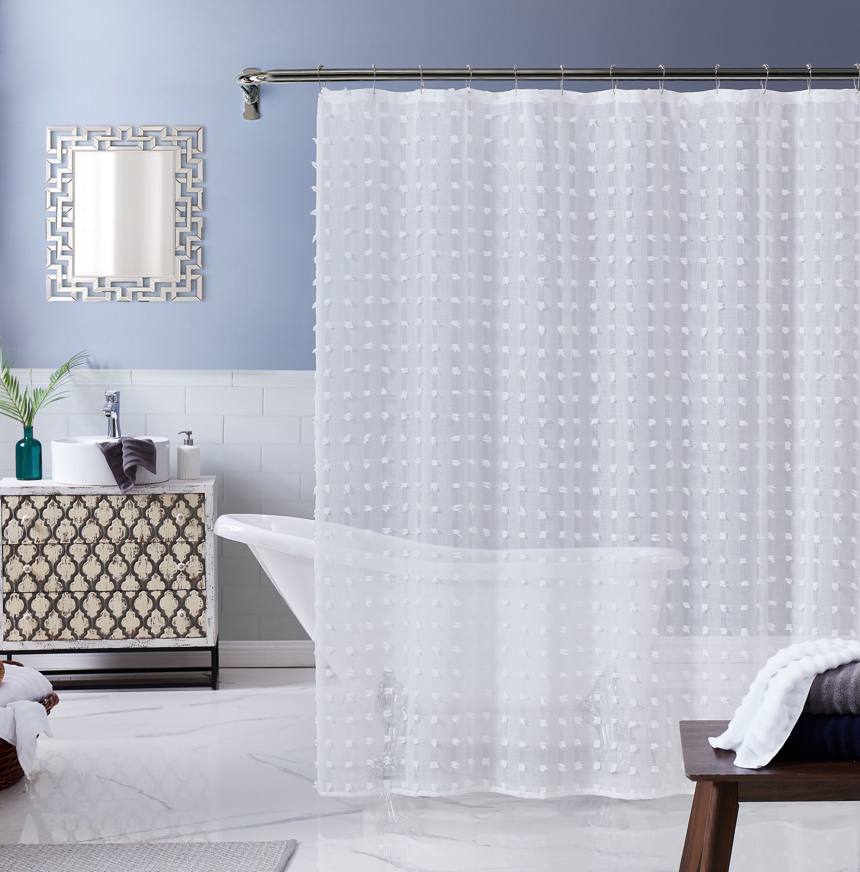  Dainty Home Cut Flower Shower Curtain - White - Bonton