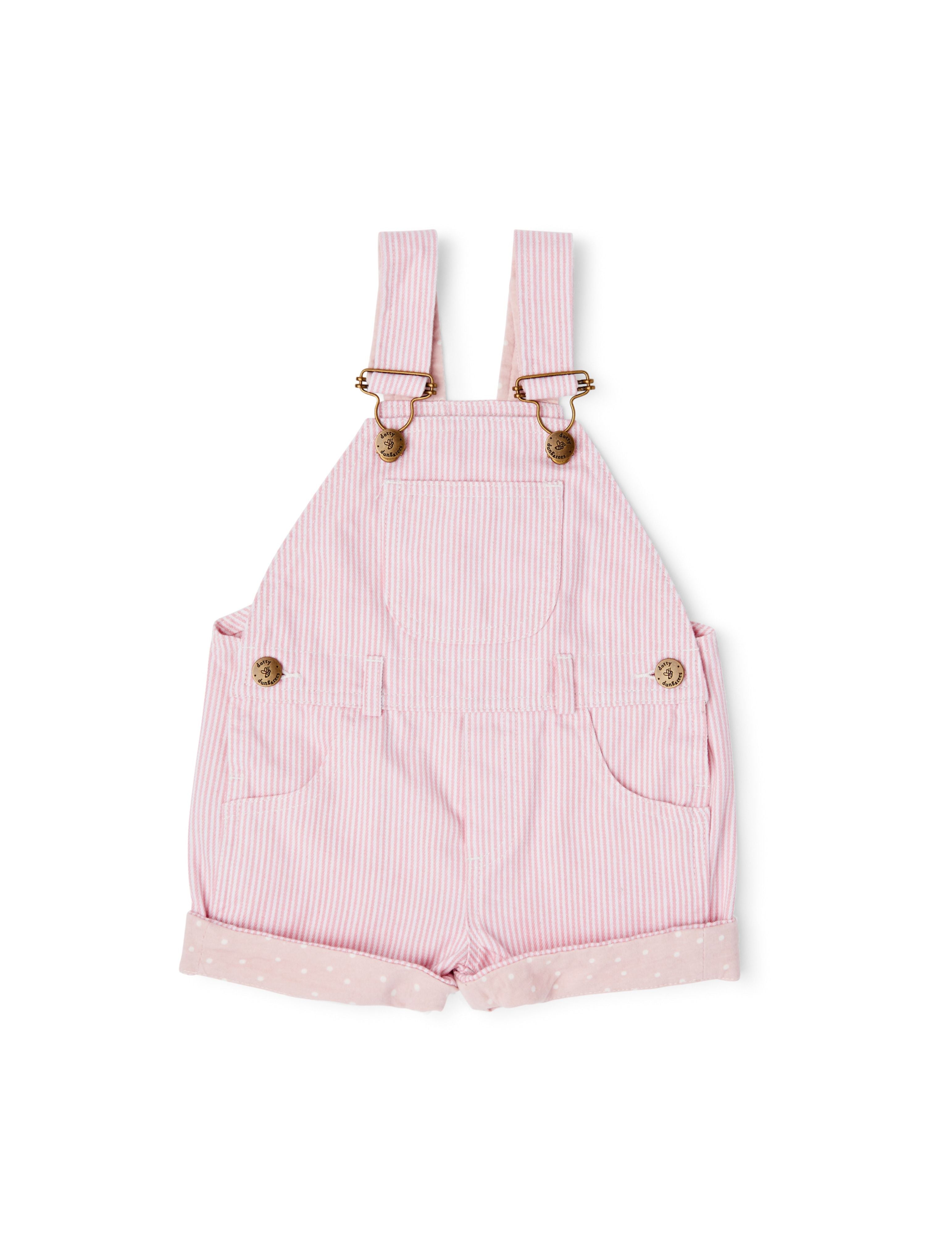  Dotty Dungarees Classic Stripe Denim Overall Shorts - Blue - Bonton