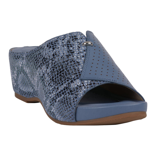 Women's Dacia Blue Snake-Skin Wedge Sandals