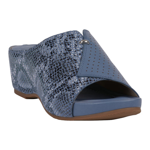 Women's Dacia Blue Snake-Skin Wedge Sandals