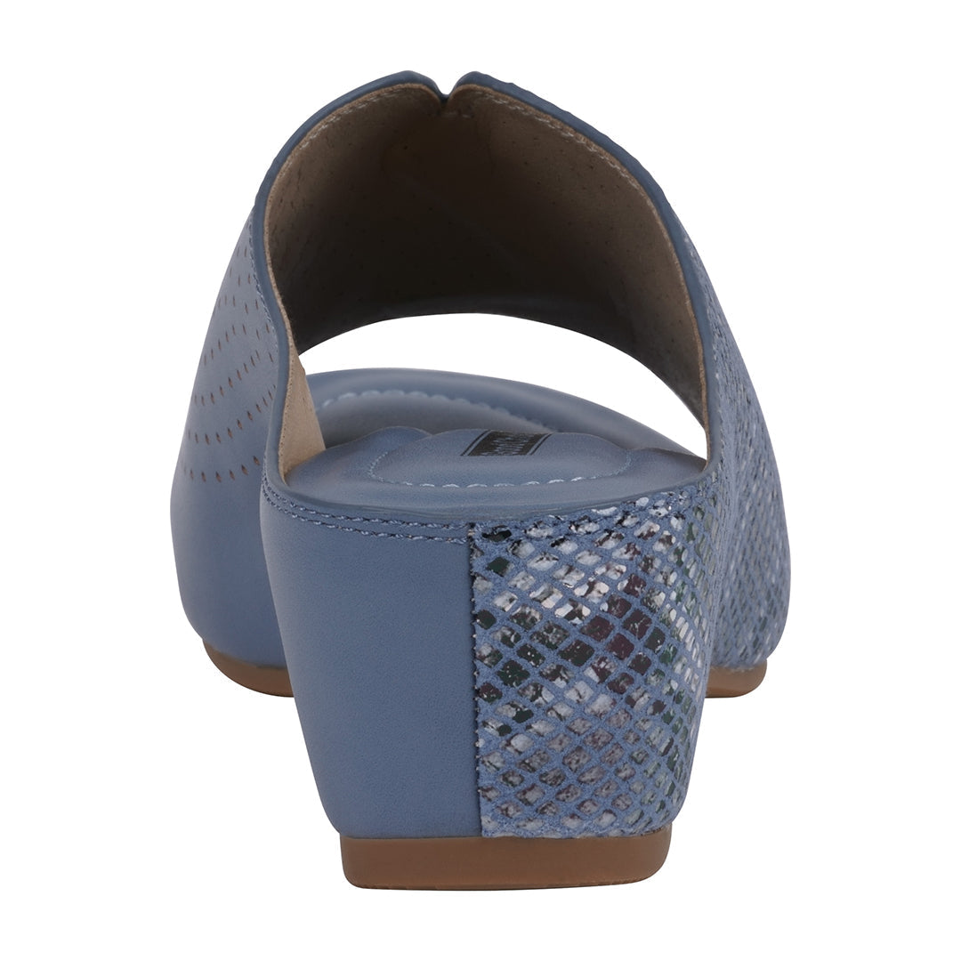  GC Shoes Women's Dacia Blue Snake-Skin Wedge Sandals - Blue - Bonton
