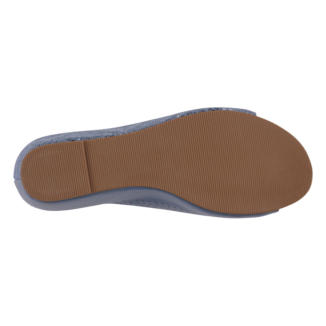 GC Shoes Women's Dacia Blue Snake-Skin Wedge Sandals - Blue - Bonton