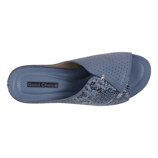 Women's Dacia Blue Snake-Skin Wedge Sandals