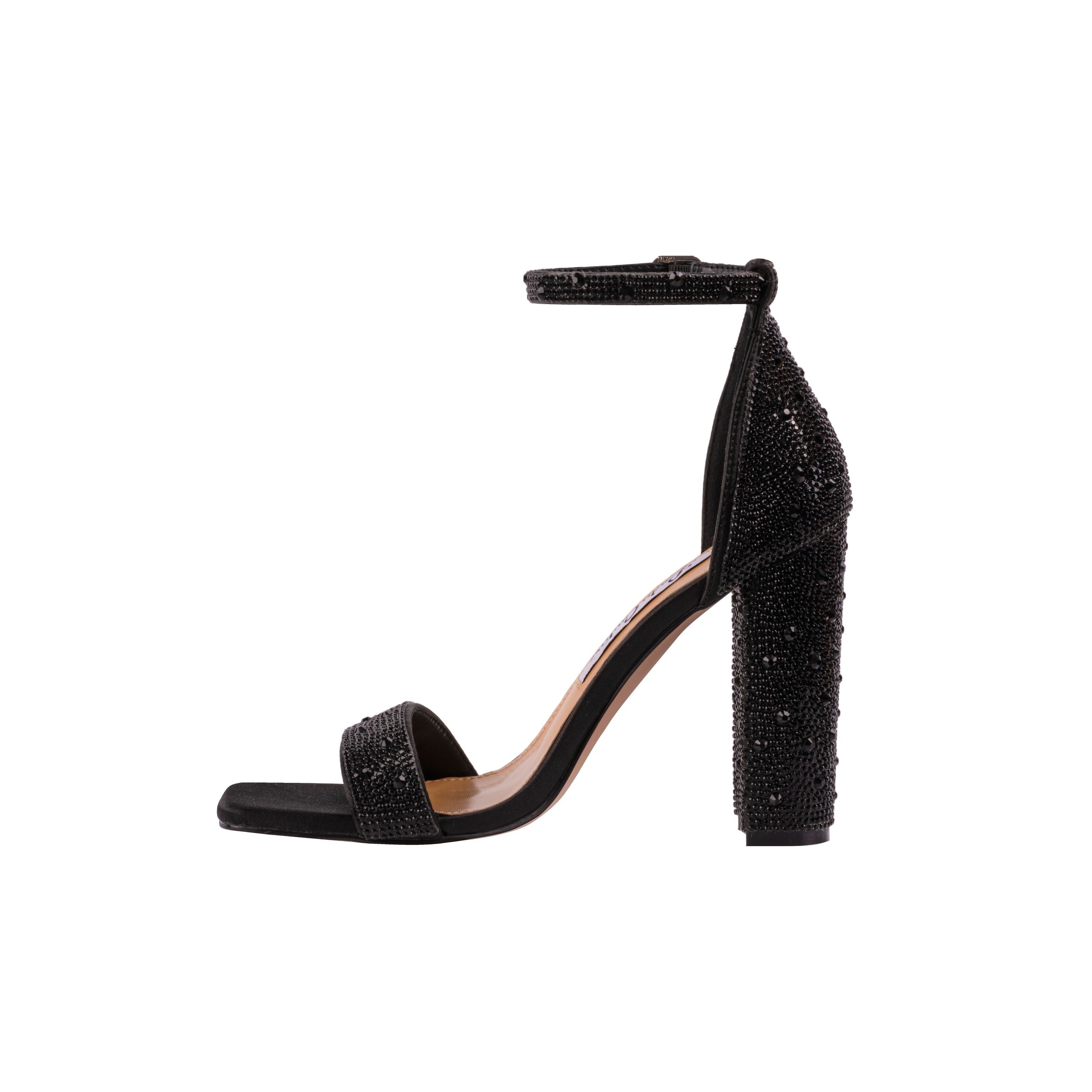  Lady Couture Dalia Rhinestone Block Heel Sandal - Black - Bonton