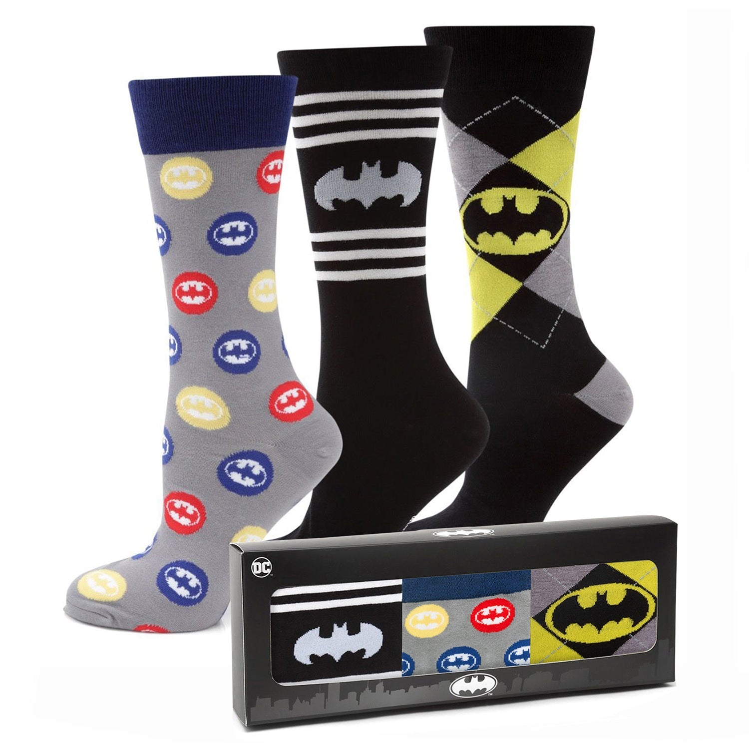  Cufflinks Batman 3 Pack Sock Gift Set - Default Title - Bonton