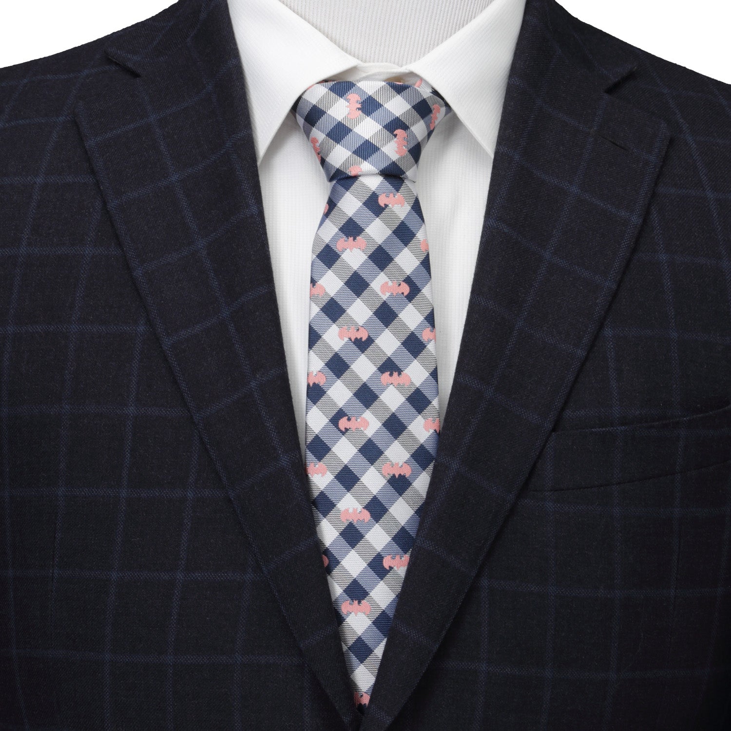  Cufflinks Batman Plaid Navy Men's Tie - Default Title - Bonton